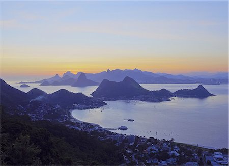 Sunset over Rio de Janeiro viewed from Parque da Cidade in Niteroi, Rio de Janeiro, Brazil, South America Stock Photo - Premium Royalty-Free, Code: 6119-08841191