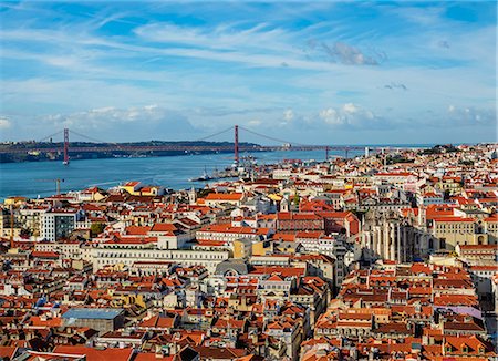 Cityscape viewed from the Sao Jorge Castle, Lisbon, Portugal, Europe Stock Photo - Premium Royalty-Free, Code: 6119-08907835