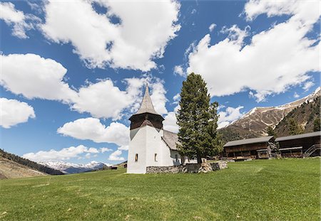 davos - Ancient church of the alpine village of Davos, Sertig Valley, canton of Graubunden, Switzerland, Europe Stock Photo - Premium Royalty-Free, Code: 6119-09054067