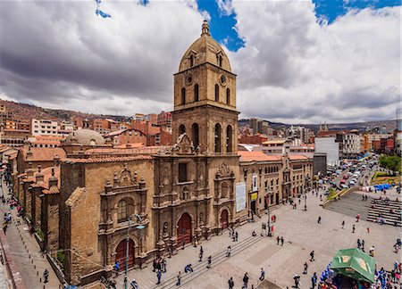 Basilica of San Francisco, elevated view, La Paz, Bolivia, South America Stock Photo - Premium Royalty-Free, Code: 6119-09054162