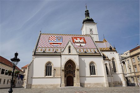 st mark's church - St. Mark's church on the Market Square, Government Quarter, Upper Town, Zagreb, Croatia, Europe Stock Photo - Premium Royalty-Free, Code: 6119-09054271