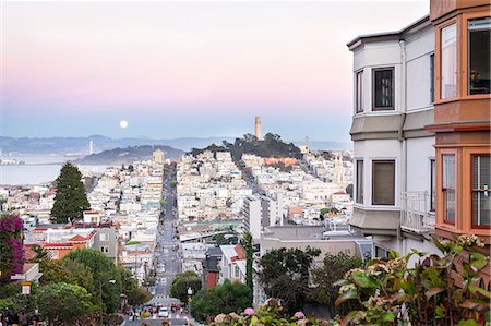 photos streets of california - Super moon and view to Bay Area, including San Francisco-Oakland Bay Bridge, San Francisco, California, United States of America, North America Stock Photo - Premium Royalty-Free, Code: 6119-09073783