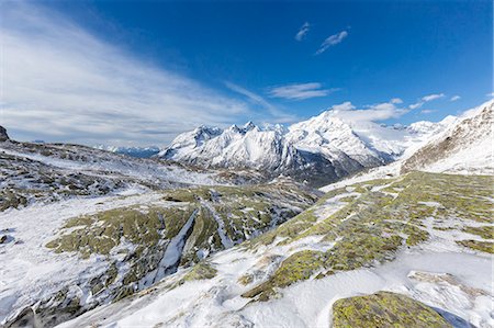 simsearch:6119-09182475,k - Sunshine and snow at Alpe Fora with Monte Disgrazia in the background, Malenco Valley, Province of Sondrio, Valtellina, Lombardy, Italy, Europe Foto de stock - Royalty Free Premium, Número: 6119-09074016