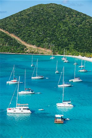 View over White Bay, Jost Van Dyke, British Virgin Islands, West Indies, Caribbean, Central America Fotografie stock - Premium Royalty-Free, Codice: 6119-09074251