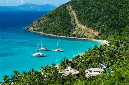 View over White Bay, Jost Van Dyke, British Virgin Islands, West Indies, Caribbean, Central America Stock Photo - Premium Royalty-Free, Code: 6119-09074252