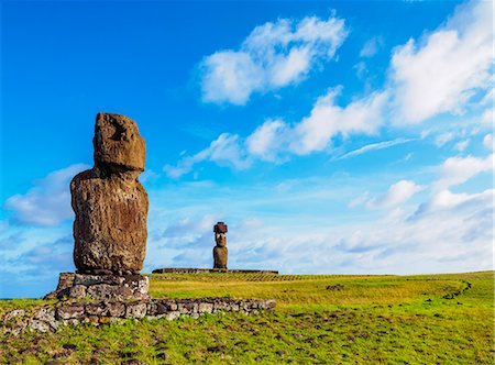 simsearch:6119-07943678,k - Moais in Tahai Archaeological Complex, Rapa Nui National Park, UNESCO World Heritage Site, Easter Island, Chile, South America Stock Photo - Premium Royalty-Free, Code: 6119-09074485
