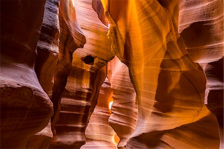 Lights and shadows in Upper Antelope Canyon, Navajo Tribal Park, Arizona, United States of America, North America Stock Photo - Premium Royalty-Free, Code: 6119-09074550