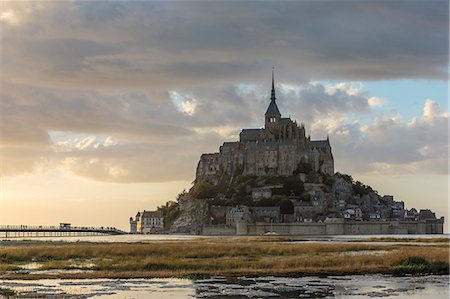 Sunset light, Mont-Saint-Michel, UNESCO World Heritage Site, Normandy, France, Europe Stock Photo - Premium Royalty-Free, Code: 6119-09074599