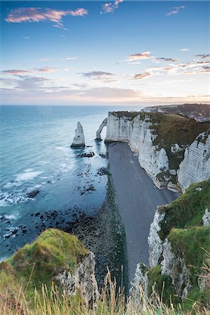 porte d'aval - Dawn at the chalk cliffs, Etretat, Normandy, France, Europe Stockbilder - Premium RF Lizenzfrei, Bildnummer: 6119-09074511