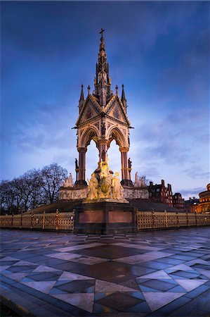 Albert Memorial at dusk, Kensington Gardens, London, England, United Kingdom, Europe Photographie de stock - Premium Libres de Droits, Code: 6119-09074683