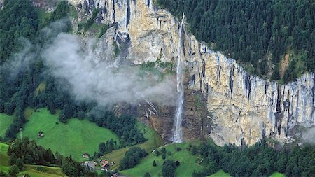 Staubbach Waterfall, Lauterbrunnen, Bernese Oberland, Switzerland, Europe Photographie de stock - Premium Libres de Droits, Code: 6119-09074742