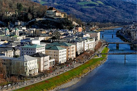 salzach river - Salzach River and Kapuzinerberg Hill, Salzburg, Austria, Europe Stock Photo - Premium Royalty-Free, Code: 6119-09074732