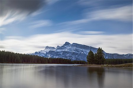 Long exposure landscape of the Two Jack Lake in the Banff National Park, UNESCO World Heritage Site, Canadian Rockies, Alberta, Canada, North America Stock Photo - Premium Royalty-Free, Code: 6119-09085645
