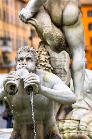 piazza navona - Fontana del Moro fountain located at the southern end of the Piazza Navona in Rome, Lazio, Italy, Europe Foto de stock - Sin royalties Premium, Código: 6119-09156551