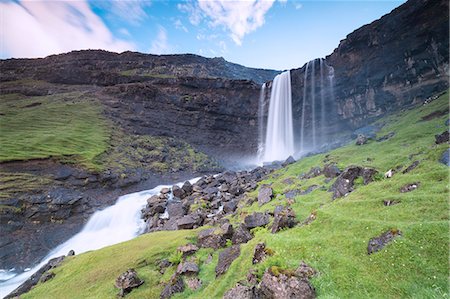 sundae - Fossa waterfall, Sunda municipality, Streymoy Island, Faroe Islands, Denmark, Europe Foto de stock - Sin royalties Premium, Código: 6119-09161669