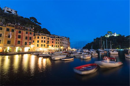 Harbour of Portofino at dusk, province of Genoa, Liguria, Italy, Europe Stock Photo - Premium Royalty-Free, Code: 6119-09161707