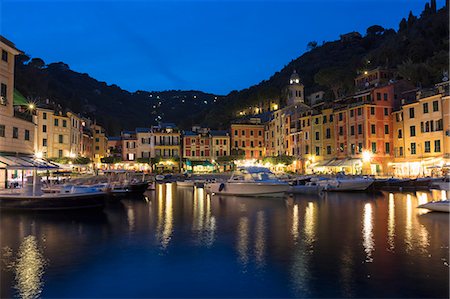 Harbour of Portofino at dusk, province of Genoa, Liguria, Italy, Europe Photographie de stock - Premium Libres de Droits, Code: 6119-09161710