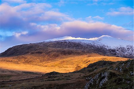 snowdonia - Late afternoon view to snow capped Mount Snowdon in winter in Snowdonia National Park, Rhyd Ddu, Gwynedd, Wales, United Kingdom, Europe Stock Photo - Premium Royalty-Free, Code: 6119-09161872