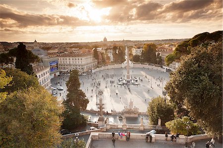 simsearch:6119-09214355,k - Piazza del Popolo Square at sunset, Obelisco Falminio obelisk, Rome, Lazio, Italy, Europe Foto de stock - Royalty Free Premium, Número: 6119-09169995