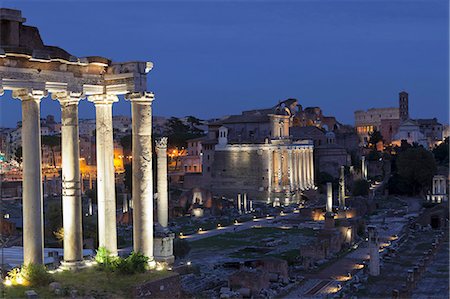 Roman Forum (Foro Romano), Temple of Saturn and Colosseum, UNESCO World Heritage Site, Rome, Lazio, Italy, Europe Stock Photo - Premium Royalty-Free, Code: 6119-09170007