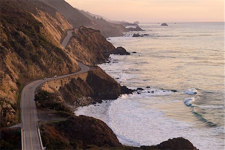 dusk surf - The Pacific Coast State Route Highway One in Pfeiffer Big Sur State Park between Los Angeles and San Francisco in California, United States of America, North America Stock Photo - Premium Royalty-Free, Code: 6119-09170172