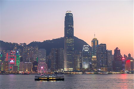 Star Ferry in Victoria Harbour at dusk, Hong Kong Island, Hong Kong, China, Asia Stock Photo - Premium Royalty-Free, Code: 6119-09170280