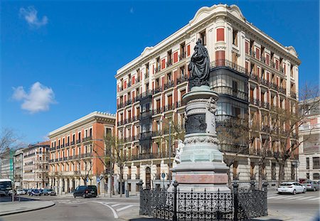 simsearch:6119-09170328,k - Statue of Maria Cristina de Borbon and architecture in Calle de Filipe, Madrid, Spain, Europe Stock Photo - Premium Royalty-Free, Code: 6119-09170330