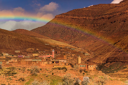 scenic and mountain - Rainbow across the Dades Gorges, Morocco, North Africa, Africa Photographie de stock - Premium Libres de Droits, Code: 6119-09182583