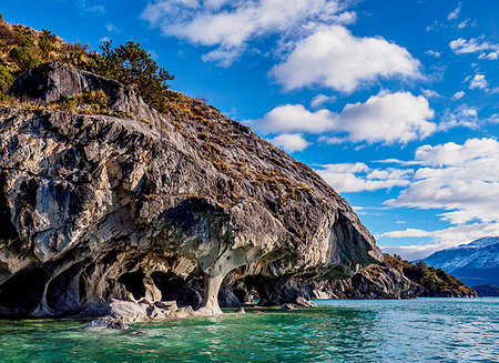 Marble Caves, Santuario de la Naturaleza Capillas de Marmol, General Carrera Lake, Aysen Region, Patagonia, Chile, South America Foto de stock - Sin royalties Premium, Código: 6119-09182671