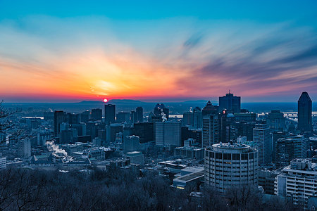 simsearch:6119-07969015,k - Sunrise over the city, Montreal, Quebec, Canada, North America Stock Photo - Premium Royalty-Free, Code: 6119-09182698