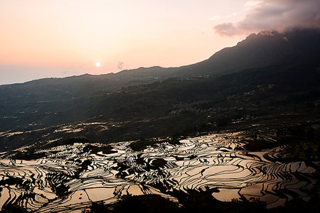 Duoyishu Rice Terraces at dawn, UNESCO World Heritage Site, Yuanyang, Yunnan Province, China, Asia Photographie de stock - Premium Libres de Droits, Code: 6119-09182991
