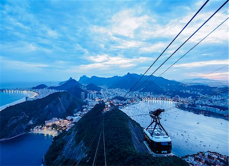 simsearch:6119-09214173,k - Cable Car to Sugarloaf Mountain at twilight, Rio de Janeiro, Brazil, South America Stock Photo - Premium Royalty-Free, Code: 6119-09101786