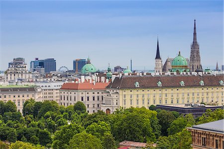 View of city, Vienna, Austria, Europe Foto de stock - Sin royalties Premium, Código: 6119-09126863
