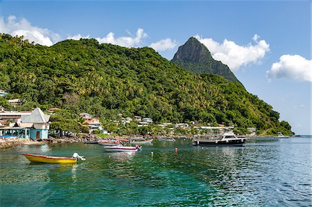 soufriere - Petit Piton from Soufriere, St. Lucia, Windward Islands, West Indies Caribbean, Central America Stock Photo - Premium Royalty-Free, Code: 6119-09127137