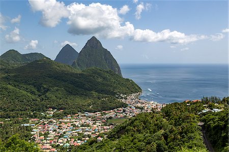 simsearch:6119-09127130,k - The town of Soufriere with the Pitons, UNESCO World Heritage Site, beyond, St. Lucia, Windward Islands, West Indies Caribbean, Central America Photographie de stock - Premium Libres de Droits, Code: 6119-09127136