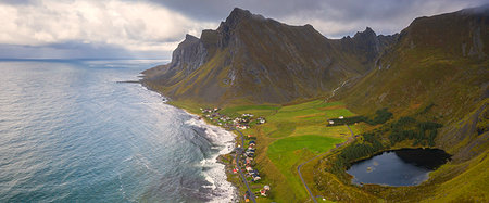 flakstad - Coastline of Vikten, Lofoten Islands, Norway, Europe Foto de stock - Royalty Free Premium, Número: 6119-09252852