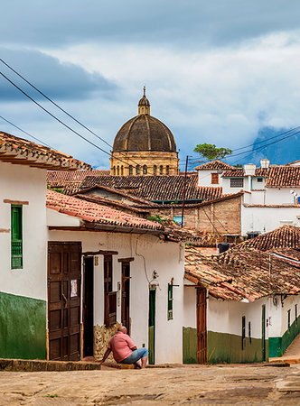 simsearch:6119-09253205,k - Street of Barichara, Santander Department, Colombia, South America Foto de stock - Royalty Free Premium, Número: 6119-09253199