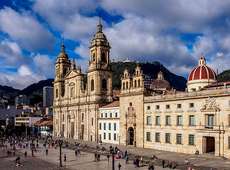 Cathedral of Colombia and Tabernacle Chapel, elevated view, Bolivar Square, Bogota, Capital District, Colombia, South America Fotografie stock - Premium Royalty-Free, Codice: 6119-09253225