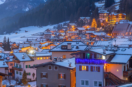 snow mountain town - Campitello di Fassa during winter in Italy, Europe Stock Photo - Premium Royalty-Free, Code: 6119-09253512