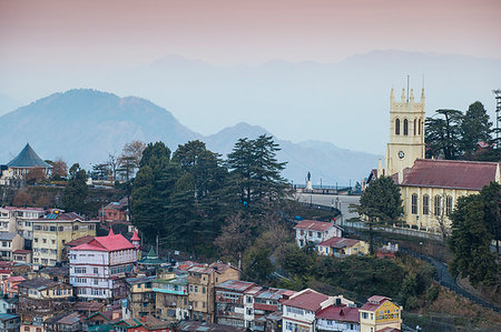 simsearch:841-09203998,k - View of city looking towards the Ridge and Christ Church, Shimla (Simla), Himachal Pradesh, India, Asia Fotografie stock - Premium Royalty-Free, Codice: 6119-09202780