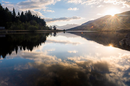 Llynnau Mymbyr Lake at sunset, Capel Curig, Snowdonia National Park, North Wales, United Kingdom, Europe Stock Photo - Premium Royalty-Free, Code: 6119-09202840