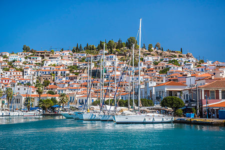 simsearch:6119-09182768,k - Sailing boats in Poros Island port, Saronic Island, Aegean Coast, Greek Islands, Greece, Europe Stock Photo - Premium Royalty-Free, Code: 6119-09202888