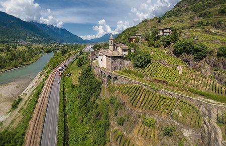 simsearch:841-09085840,k - Aerial view of Torre della Sassella and vineyards, Sondrio province, Lombardy, Italy, Europe Foto de stock - Sin royalties Premium, Código: 6119-09202970
