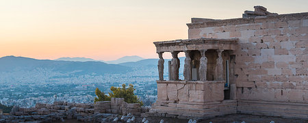 Porch of the maidens (Caryatids), Erechtheion, Acropolis at sunset, UNESCO World Heritage Site, Athens, Attica Region, Greece, Europe Stock Photo - Premium Royalty-Free, Code: 6119-09202907