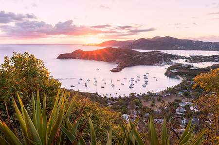 simsearch:6119-09203456,k - Overview of English Harbour from Shirley Heights at sunset, Antigua, Antigua and Barbuda, Leeward Islands, West Indies, Caribbean, Central America Stock Photo - Premium Royalty-Free, Code: 6119-09203048