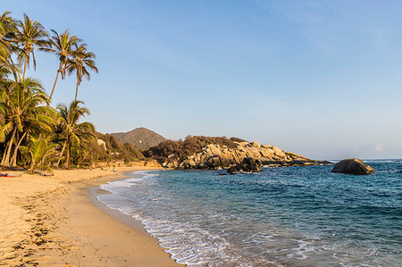 simsearch:6119-09203399,k - A view of a beach and the Caribbean sea in Tayrona National Park, Colombia, South America Stock Photo - Premium Royalty-Free, Code: 6119-09203399