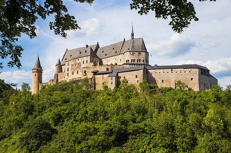 View of Vianden Castle, Vianden, Luxembourg, Europe Stock Photo - Premium Royalty-Free, Code: 6119-09213960