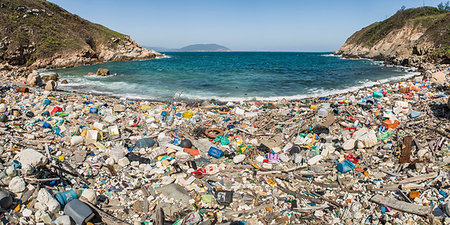 plastic pollution - Beach covered in plastic rubbish, Lap Sap Wan, New Territories, Hong Kong, China, Asia Stock Photo - Premium Royalty-Free, Code: 6119-09214149