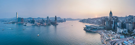 simsearch:649-08180333,k - View over Victoria Harbour and Hong Kong at sunset, China, Asia Foto de stock - Sin royalties Premium, Código: 6119-09214162