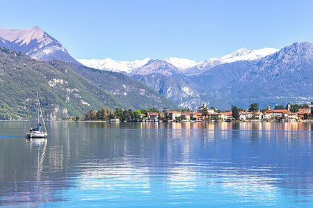 simsearch:6119-09127077,k - Sailboat on the lake in front Mandello del Lario, Province of Lecco, Lake Como, Italian Lakes, Lombardy, Italy, Europe Stock Photo - Premium Royalty-Free, Code: 6119-09214129